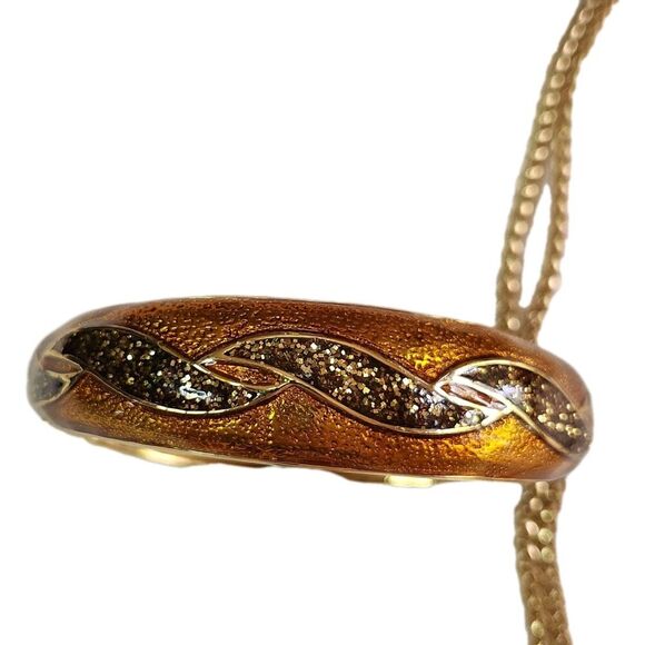 Shimmery Golden Brown Jewelry Set Necklace, Earrings &Bracelet Elegant Unbranded - Picture 7 of 7